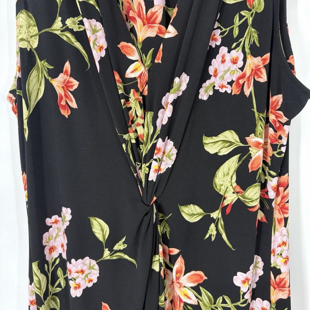 Tommy Bahama Dress Large Womens Black Tropical Floral Twist Front Maxi Resort - Picture 3 of 9